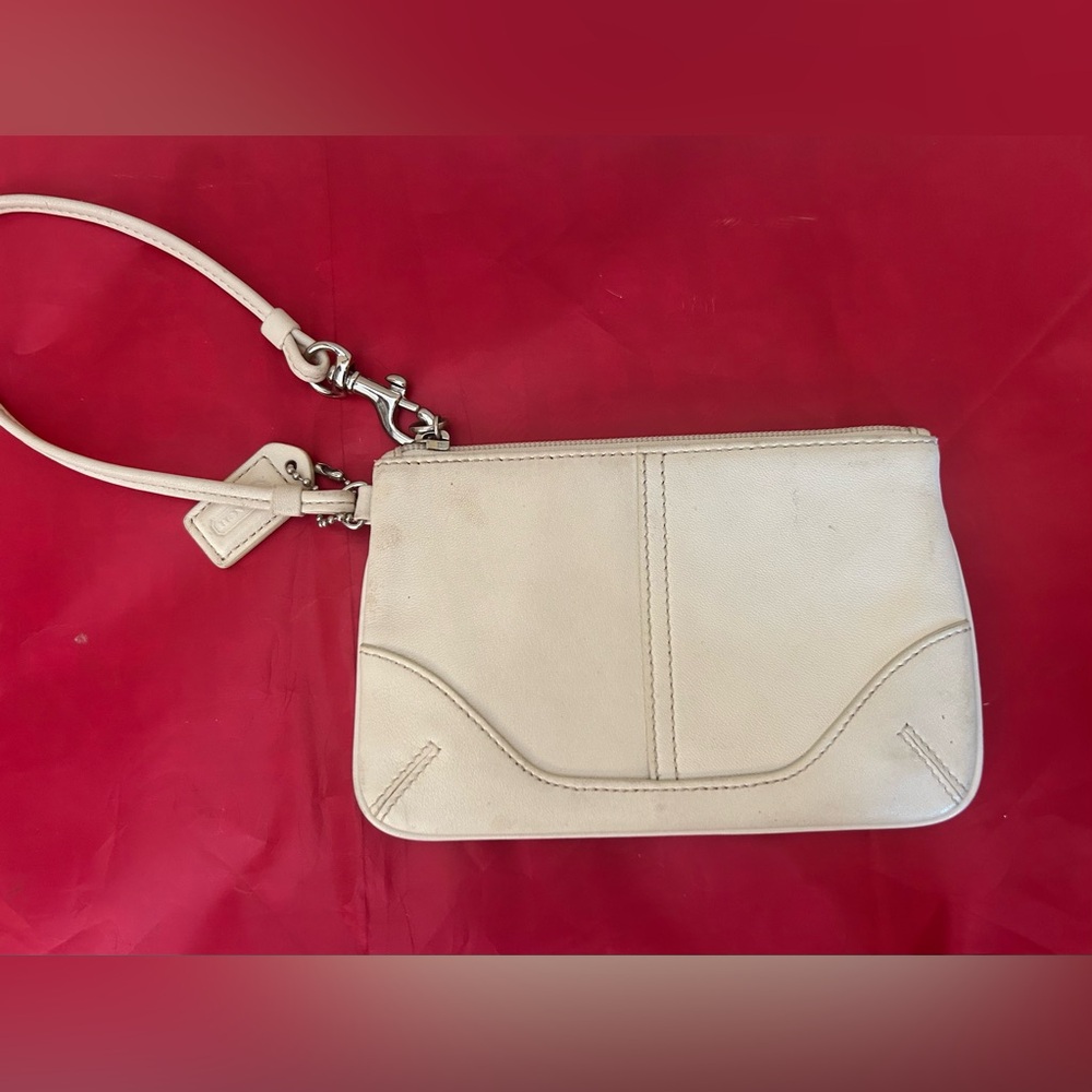 Coach Cream Leather Wristlet - Picture 7 of 9